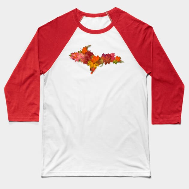 Upper Peninsula Maple Leaves Baseball T-Shirt by Jarrodjvandenberg